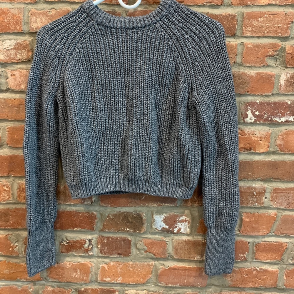 American Apparel Gray Ribbed Crewneck Sweater